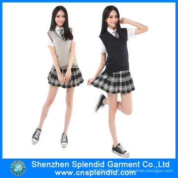 2016 New Padrões Sexy Girls School Uniform Design Saia